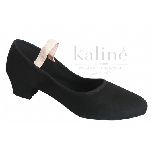 Scarpa tela carattere/rad tacco 4 cm.